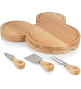 PICNIC TIME Disney Mickey Mouse Head Shaped Cheese Board and Knife Set, Charcuterie Board Set, Wo...