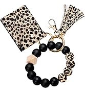 UpUDo Keychain Bracelet Wristlet, Silicone Beaded Key Ring Bracelet with Card Wallet, Elastic Key...