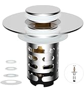 iFealClear Upgraded Universal Bathroom Sink Drain Strainer, 3 in 1 Metal Pop Up Sink Stopper for ...