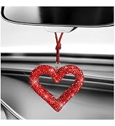Gdnecad Bling Heart Car Hanging Accessories, Rhinestone Heart Shape Charm Vehicle Rear View Mirro...