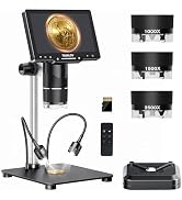 TOMLOV TriL107 3-Lens Digital Microscope: 7" 2500X 2K HD Coin Microscope Magnifier for Whole Coin...