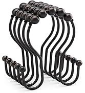AmazerBath Shower Curtain Hooks, Shower Curtain Rings, Metal Bronze Shower Curtain Hooks Rust Pro...