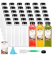 SUPERLELE 36pcs 12oz Plastic Bottles with Caps, Empty Juice Bottles Reusable Clear Bulk Beverage ...