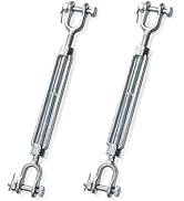 Goaste 2 Pack 1/2 Inch M12 Turnbuckle Hook, Hot Dipped Galvanized Steel Jaw and Jaw Turnbuckle, H...