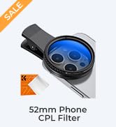 K&F Concept 52mm Clip-on CPL Phone Camera Lens Filter Kit, Circular Polarizer Polarizing Filter C...