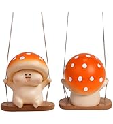 Cute Swinging Mushroom Car Mirror Hanging Ornament Playful Auto Dashboard Decor Accessories for W...