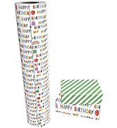 WRAPAHOLIC Reversible Birthday Wrapping Paper - 30 Inch X 100 Feet Jumbo Roll Colorful Happy Birt...