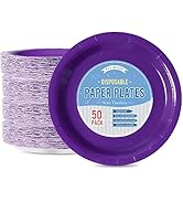 Tyzarglef Disposable Paper Plates Purple, 50 Count 7” Dessert Cake Plates Bulk for Party Supplies...