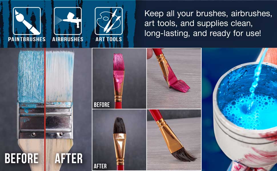 U.S. Art Supply Cleaner, 16 oz -Cleans Paint Brushes, Airbrushes, Removes Acrylic, Oil, Water Paints