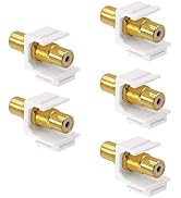VCE 5-Pack RCA Keystone Jack Insert Gold Plated RCA Wall Jack Female for Wall Plate, White