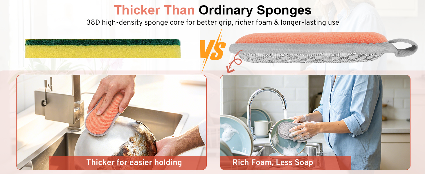 thicker than Ordinary sponges kitchen sponges non scratch sink scrubber sponges for dishes