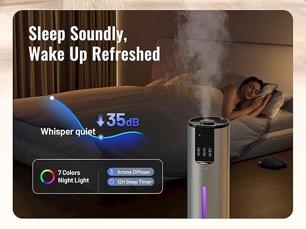 Humidifiers for bedroom, Humidifiers large room up to 500 sq ft, Easy to Clean Humidifier