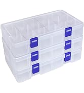 Qualsen Plastic Compartment Box with Adjustable Dividers Craft Tackle Organizer Storage Container...