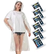 Airpler Rain Ponchos for Family Adults 6 Pack Clear - Disposable Rain Poncho for Women and Men wi...