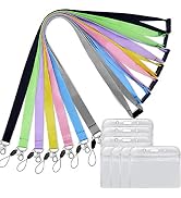 YOUOWO 7 Pack Lanyard with id Holder Horizontal for Keys Women Kids lanyards for ID Badges Safety...