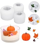 HUAKENER 5 Pack Pumpkin Candle Molds, 3D Pumpkin Silicone Mold for Candle, Epoxy Resin Casting, H...