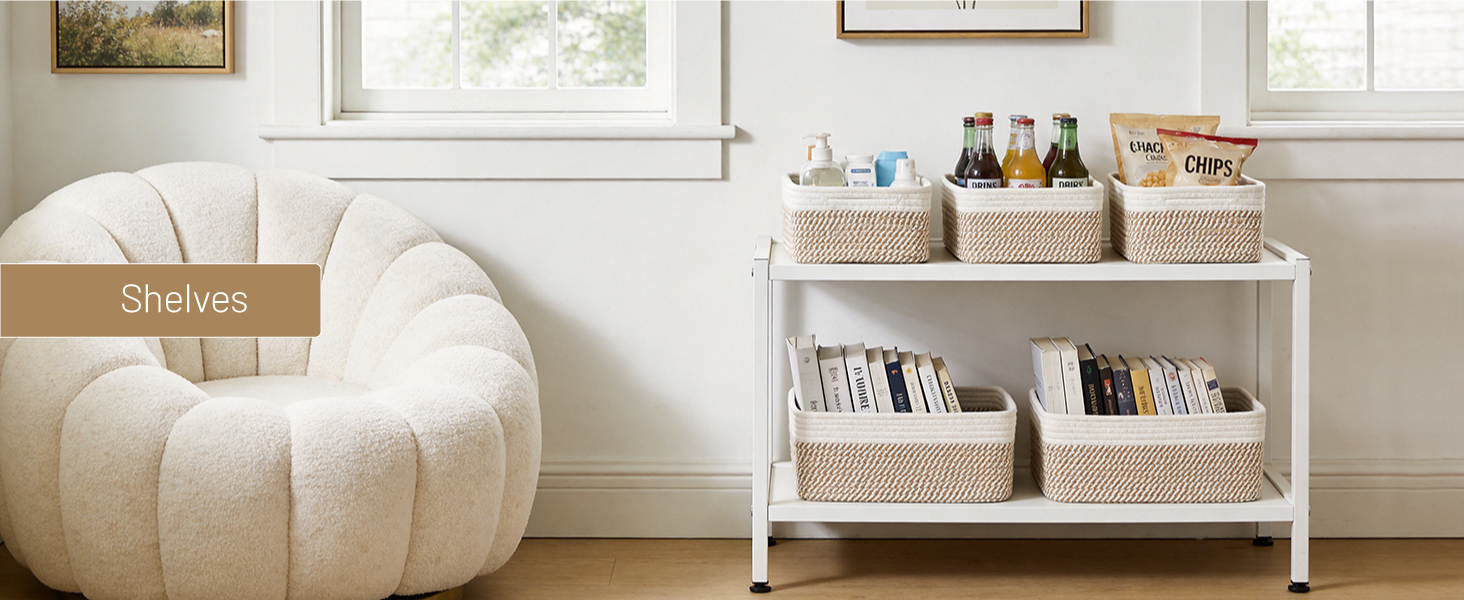 Small Woven Storage Baskets for Shelves