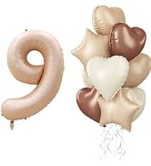 40 Inch Balloon 9, Nude Brown 9th Birthday Giant Balloon Decor, Foil Cream Beige Apricot Tan Taup...