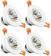 LightingWill 2.5inch LED Dimmable Downlight, 5W COB Recessed Ceiling Light, Warm White 3000K-3500...