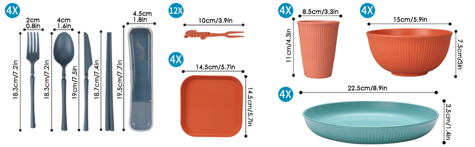 the orange plate and fork set