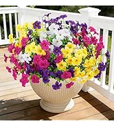 Besteek 20 Bundles Artificial Petunias Flowers for Outdoors, Faux Silk Flowers UV Resistant Reali...