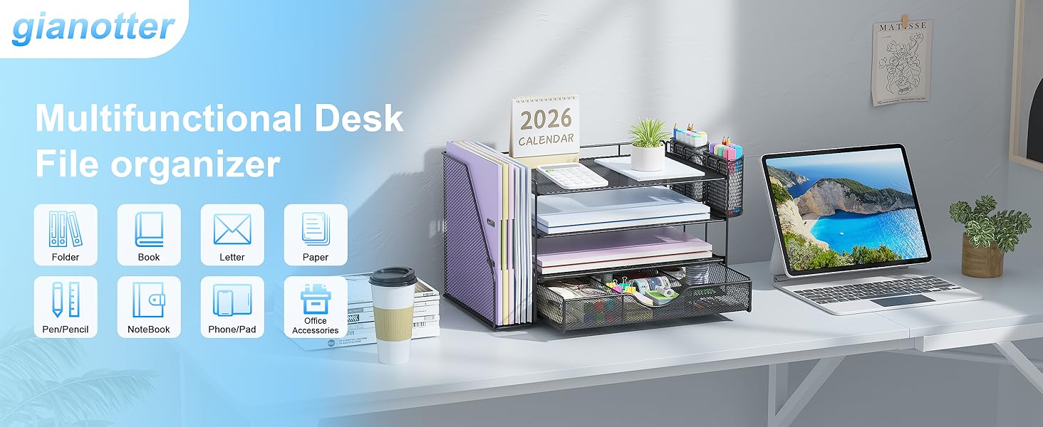 Black desk organizer