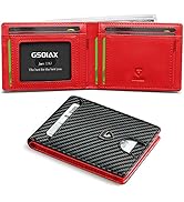 GSOIAX Mens Slim Wallet RFID Blocking Bifold wallets for men Minimalist Genuine Leather Carbon Fi...