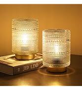 2 Pack Battery Operated Decorative Lamp with Timer for Bedside,Small Cordless Table Lamps with LE...