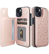 Nvollnoe for iPhone 13 Case with Card Holder Heavy Duty Protective Durable Leather RFID Blocking ...