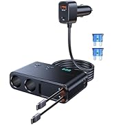 8 in 1 Retractable Cigarette Lighter Splitter, 191W Car Charger Adapter with 2 Sockets,12V Car Ou...