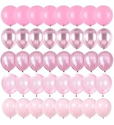 Pink Balloons Set, 60 Packs 12 Inch Metallic Chrome Pink Pearl Macaron Light Pink Different Shade...
