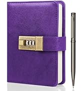 WEMATE Journal with Lock, A6 PU Leather Diary with Lock 192 Pages, Lock Journal Password Notebook...
