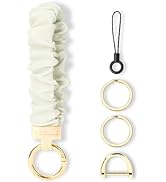 WEESMILE Keychain Wristlet, Stretchy Key Chain for Car Keys with D ring, Cute Scrunchie Wrist Bra...