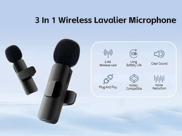 3 in1 wireless lavalier microphone