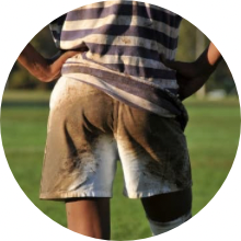 Close up of dirt on pants.