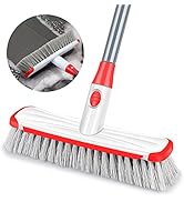 Scrub Brush Floor Brush with Long Handle, Deck Brush Floor Scrubber 2 in 1 Scrape Brush Stiff Bri...