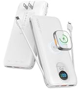 LENGSUM Portable Charger, 10000mAh 20W Fast Charging Power Bank with Built in Cables & AC Wall Pl...
