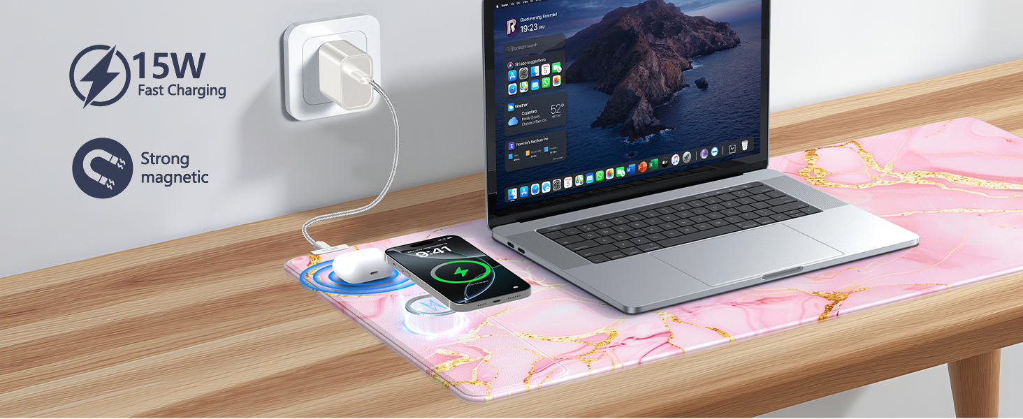 wireless charging desk mat