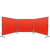 VEVOR Welding Screen with Frame, 6' x 8' 3 Panel Welding Curtain Screens, Flame-Resistant Vinyl W...