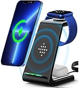 Wireless Charger, 3 in 1 Qi-Certified Fast Wireless Charging Station Stand Dock Made for Apple Wa...