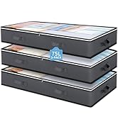 Cupic Cupid Under Bed Storage Containers, 3 Pack Underbed Storage Bins, Large Closet Organizer fo...