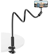 SAIJI Gooseneck Phone Holder for Bed, 360° Rotate Support Rod One-Hand Adjustable Cell Phone Hold...