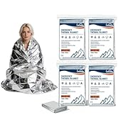 lataala Emergency Thermal Blankets 4 Pack 82" 52", Silver, Mylar Space Blanket, Waterproof, Perfe...