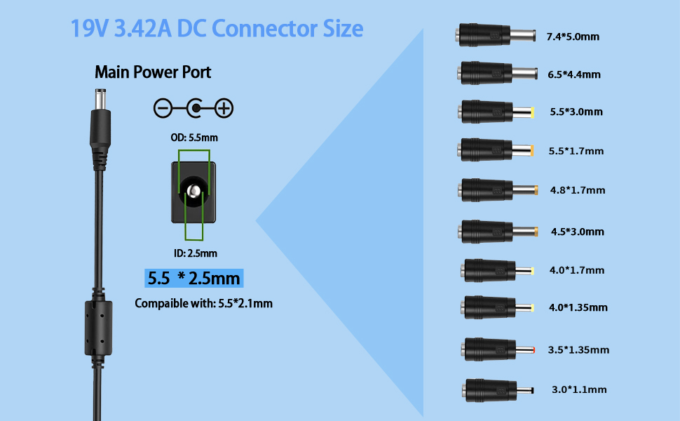 19v 3.42a dc connector