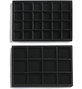 Frebeauty Stackable Velvet Jewelry Organizer Trays for Drawers Inserts Jewelry Storage Tray Displ...