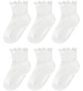 Simply Kids Toddler Ruffle Socks with Grips for Baby Girls (6 Pairs), 6 Months to 7 Years