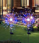 Solar Garden Lights for Outdoor Decor, Waterproof 2 Pack Solar Powered Firework Stake 1...