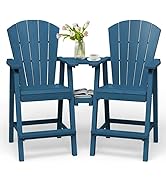 SUUNYN Tall Adirondack Chairs Set of 2, HDPE High Adirondack Chairs with Double Removable Trays, ...