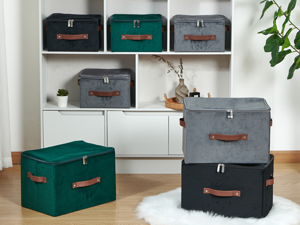 VinneGenzz Velvet Fabric Storage Boxes