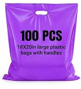 Maitys 100 Pcs 18"x20" Purple Plastic Bags with Handles Large Merchandise Shopping Bags for Small...